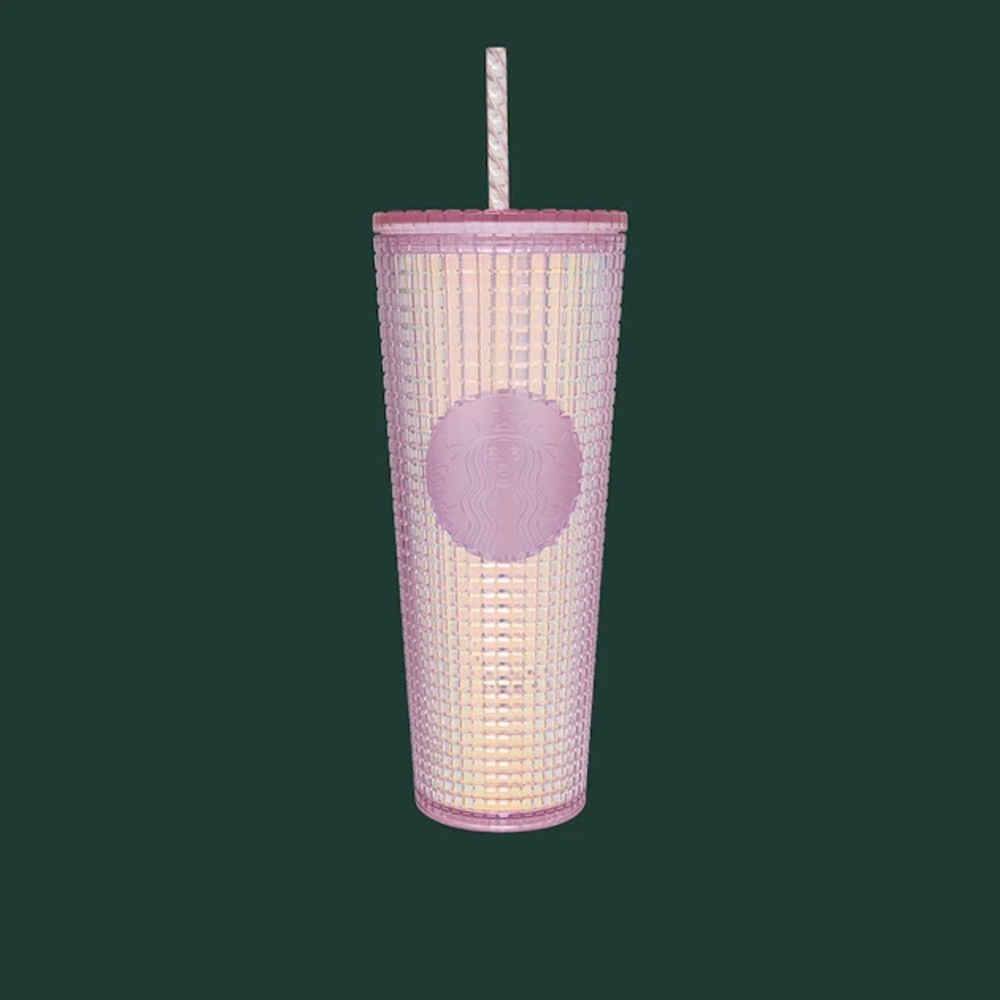 Starbucks Studded Tumbler • Pink Grid Venti Cup with Straw NEW